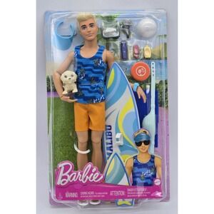 Barbie Surfs Up Ken 12" Doll With Accessories Blonde‎ Hair Beach Outfit Mattel